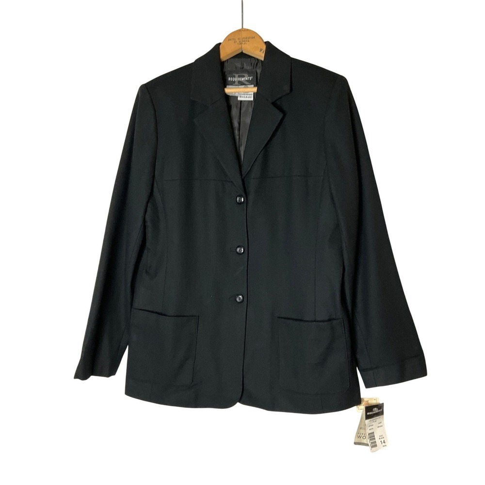 Vintage Requirements The Minimalist Black Blazer Woolmark Pure New Wool Office M